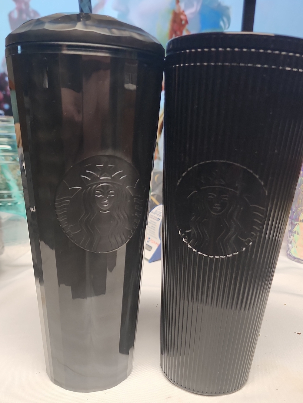 Starbucks Black Ribbed Logo Tumblers Sets 24oz